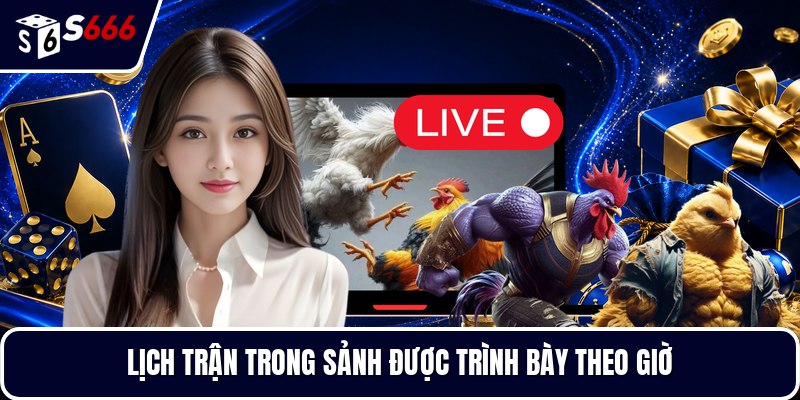 Lịch trận trong sảnh được trình bày theo giờ